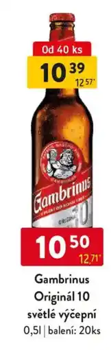 Qanto Gambrinus Originál 10 světlé výčepní nabídka