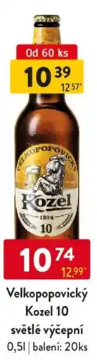 Qanto Velkopopovický Kozel 10 světlé výčepní nabídka