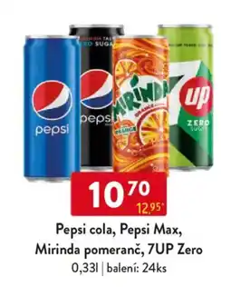 Qanto Pepsi cola, Pepsi Max, Mirinda pomeranč, 7UP Zero nabídka