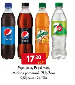 Qanto Pepsi cola, Pepsi max, Mirinda pomeranč, 7Up Zero nabídka