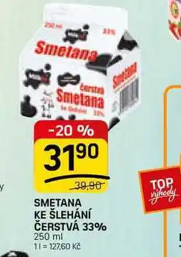 Flop SMETANA KE ŠLEHÁNÍ ČERSTVÁ 33% nabídka