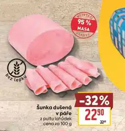 Billa Šunka dušená v páře z pultu lahůdek cena za nabídka