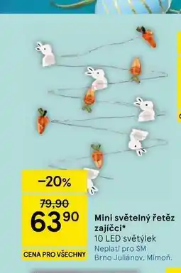 Tesco Mini světelný řetěz zajíčci 10 LED světýlek nabídka