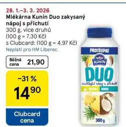 Tesco Mlékárna Kunín Duo zakysaný nápoj s příchutí nabídka