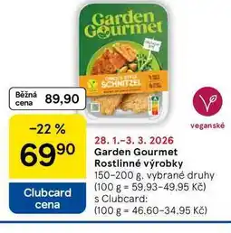Tesco Garden Gourmet veganské Rostlinné výrobky nabídka