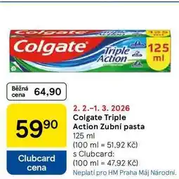 Tesco Colgate Triple Action Zubní pasta nabídka