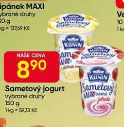Hruška Kunín Sametový jogurt vybrané druhy nabídka