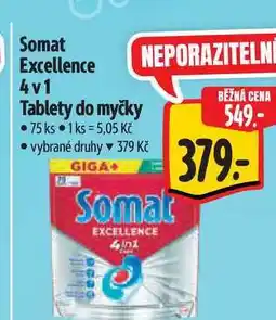 Albert Somat Excellence 4v1 Tablety do myčky 75 ks nabídka