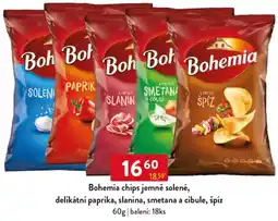 Qanto Bohemia chips jemně solené, delikátní paprika, slanina, smetana a cibule, špíz nabídka