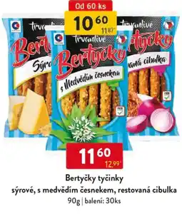 Qanto Bertyčky tyčinky sýrové, s medvědím česnekem, restovaná cibulka nabídka