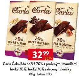 Qanto Carla Čokoláda hořká 70% s praženými mandlemi, hořká 70%, hořká 70% s drcenými oříšky nabídka