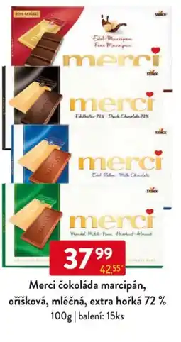 Qanto Merci čokoláda marcipán, oříšková, mléčná, extra hořká 72% nabídka