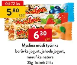 Qanto Myslina müsli tyčinka borůvka jogurt, jahoda jogurt, meruňka natura nabídka