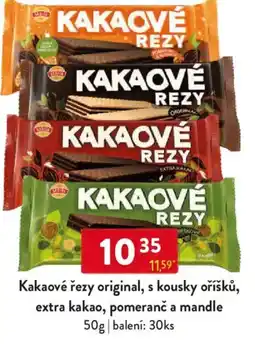 Qanto Kakaové řezy original, s kousky oříšků, extra kakao, pomeranč a mandle nabídka