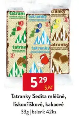 Qanto Tatranky Sedita mléčné, lískooříškové, kakaové nabídka