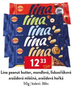Qanto Lina peanut butter, mandlová, lískooříšková arašídová mléčná, arašídová hořká nabídka