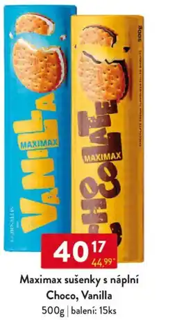 Qanto Maximax sušenky s náplní Choco, Vanilla nabídka