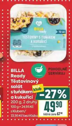 Billa BILLA Ready Těstovinový salát s tuňákem a kukuřicí nabídka