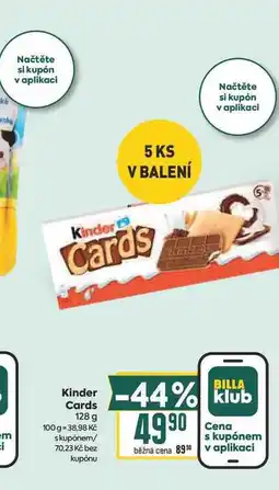 Billa Kinder Cards nabídka
