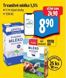 Albert Madeta Trvanlivé mléko 1,5% nabídka