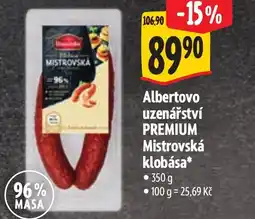 Albert Albertovo uzenářství Premium Mistrovská klobása nabídka