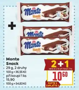 Billa Monte snack nabídka