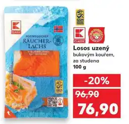 Kaufland Losos uzený bukovým kouřem, za studena 100 g nabídka