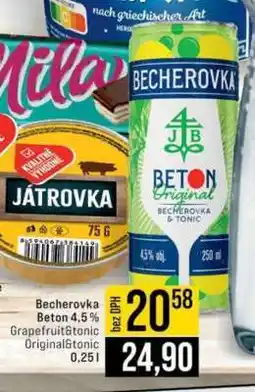 Jip Becherovka Beton 4,5% Grapefruit&tonic Original&tonic nabídka