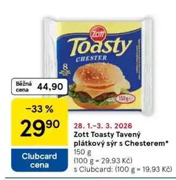 Tesco Zott Toasty Tavený plátkový sýr s Chesterem nabídka