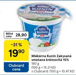 Tesco Mlékárna Kunín Zakysaná smetana krémovitá 15% nabídka