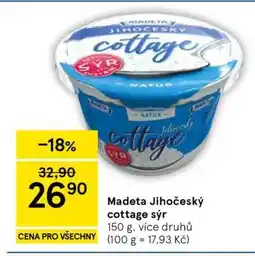 Tesco Madeta Jihočeský cottage sýr nabídka