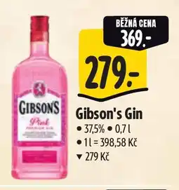 Albert Gibson's Gin nabídka