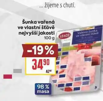 Billa Šunka vařená ve vlastní šťávě nejvyšší jakosti nabídka