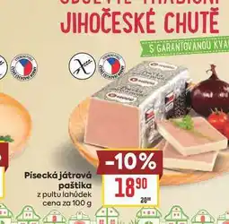Billa Písecká játrová paštika z pultu lahůdek cena za nabídka