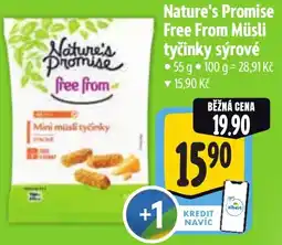 Albert Nature's Promise Free From Müsli tyčinky sýrové nabídka