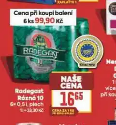 Billa Pivo radegast rázná 10 nabídka