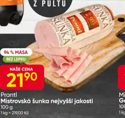 Hruška Prantl Mistrovská šunka nejvyšší jakosti nabídka