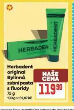 Billa Herbaxdent original bylinná zubní pasta s fluoridem nabídka