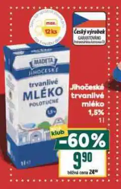 Billa Trvanlivé mléko 1,5% nabídka