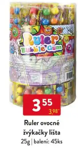 Qanto Ruler ovocné žvýkačky lišta nabídka