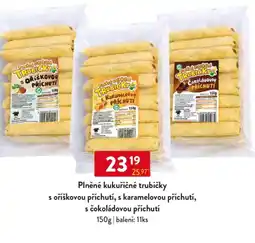 Qanto Plněné kukuřičné trubičky s oříškovou příchutí, s karamelovou příchutí, s čokoládovou příchutí nabídka