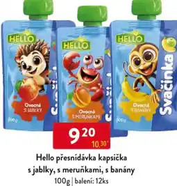 Qanto Hello přesnídávka kapsička s jablky, s meruňkami, s banány nabídka