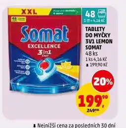 Penny Market TABLETY DO MYČKY 3V1 LEMON SOMAT, 48 ks nabídka