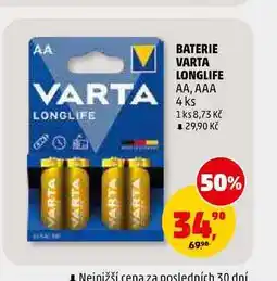 Penny Market BATERIE VARTA LONGLIFE AA, AAA, 4 ks nabídka