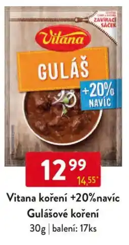 Qanto Vitana koření +20% navíc Gulášové koření nabídka
