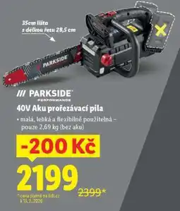 Lidl PARKSIDE PERFORMANCE 40V Aku prořezávací pila nabídka