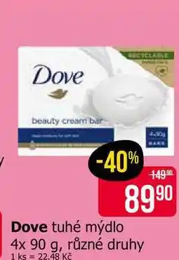 Teta Dove tuhé mýdlo 4x 90 g, různé druhy nabídka
