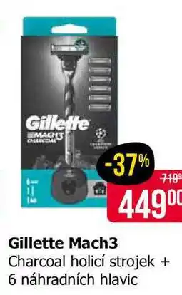 Teta Gillette Mach3 Charcoal holicí strojek + 6 náhradních hlavic nabídka