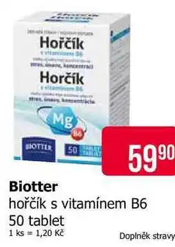 Teta Biotter hořčík s vitamínem B6 50 tablet nabídka