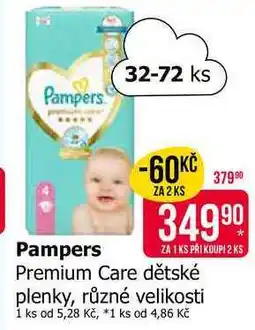 Teta Pampers Premium Care dětské plenky, různé velikosti 32-72ks nabídka